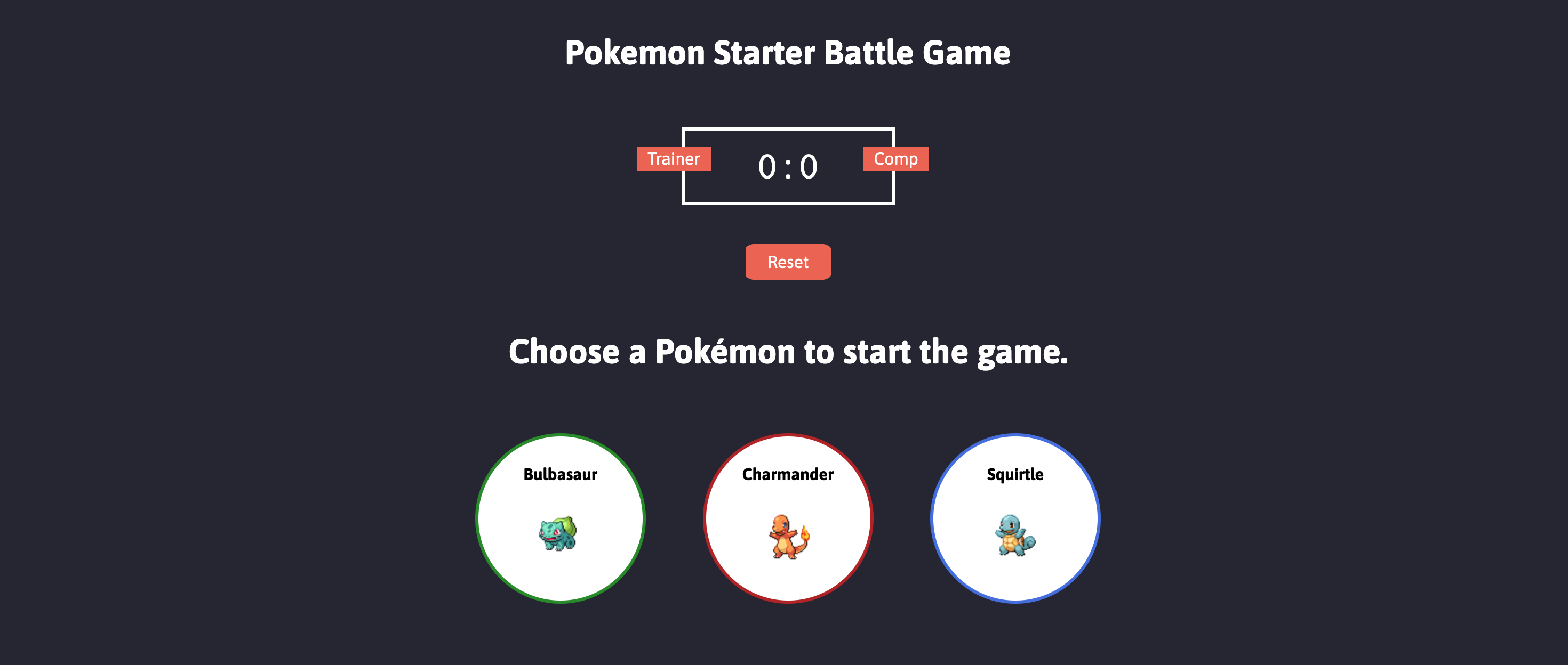 Pokemon Rock Paper Scissors game screenshot